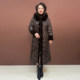 High-end fur one-piece winter velvet thickened hooded double-sided knee-length warm fur coat for women