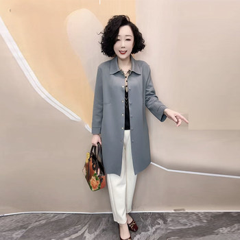 
Fashionable mother mid-length windbreaker jacket age-reducing coat