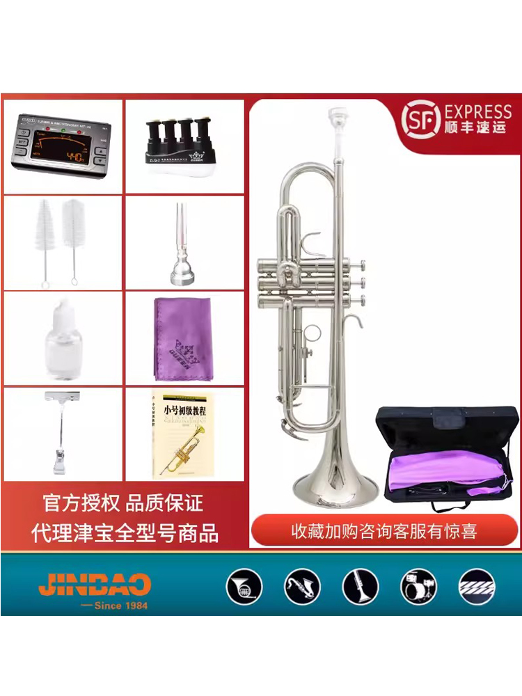Jinbao JBTR-300 Trumpet - B Flat Brass Instrument - Gold