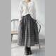 Sweet and age-reducing Japanese retro loose cotton literary plaid skirt A-line mid-length large hem skirt
