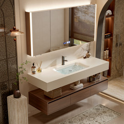 New-Style Mid-Century Rock Slab Integrated Basin Washbasin Cabinet Combination Bathroom Vanity Bathroom Cabinet