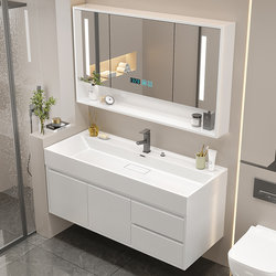 New Cream Style Microcrystalline Stone Integrated Basin Bathroom Cabinet Combination Bathroom Washbasin Cabinet Washbasin Cabinet