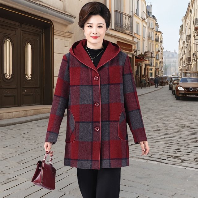 200Jin [Jin is equal to 0.5kg] Middle-aged and elderly fat mm mother's autumn and winter coat plus fat plus size women's grandma mid-length cashmere coat