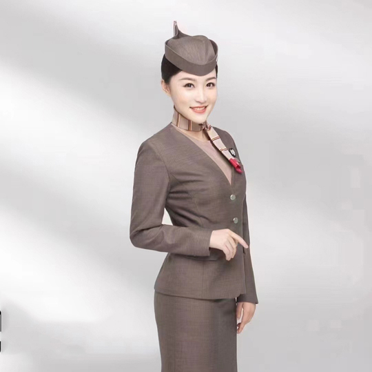 アシアナ航空 Asiana Airlines 白ブラウス 旧制服　平成レトロ アシアナ航空客室乗務員制服 - ウールコート＆スーツスカート