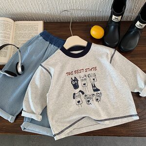 
Children's cartoon T-shirt men's long-sleeved 2025 autumn new style small and medium-sized children's bright top baby bottoming shirt women's cute
