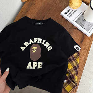 
Children's T-shirt long-sleeved boy's spring and autumn handsome top trendy brand baby fake two-piece bottoming shirt for women fashionable