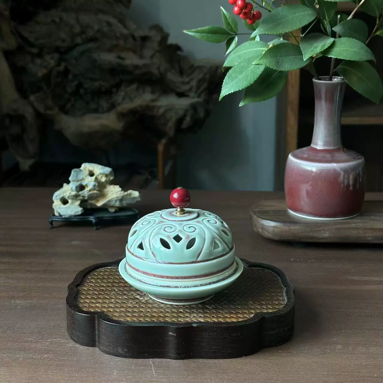 e2765 青磁 瓶掛 中国古美術 灰炉 煎茶道具 茶道具 - 工芸品