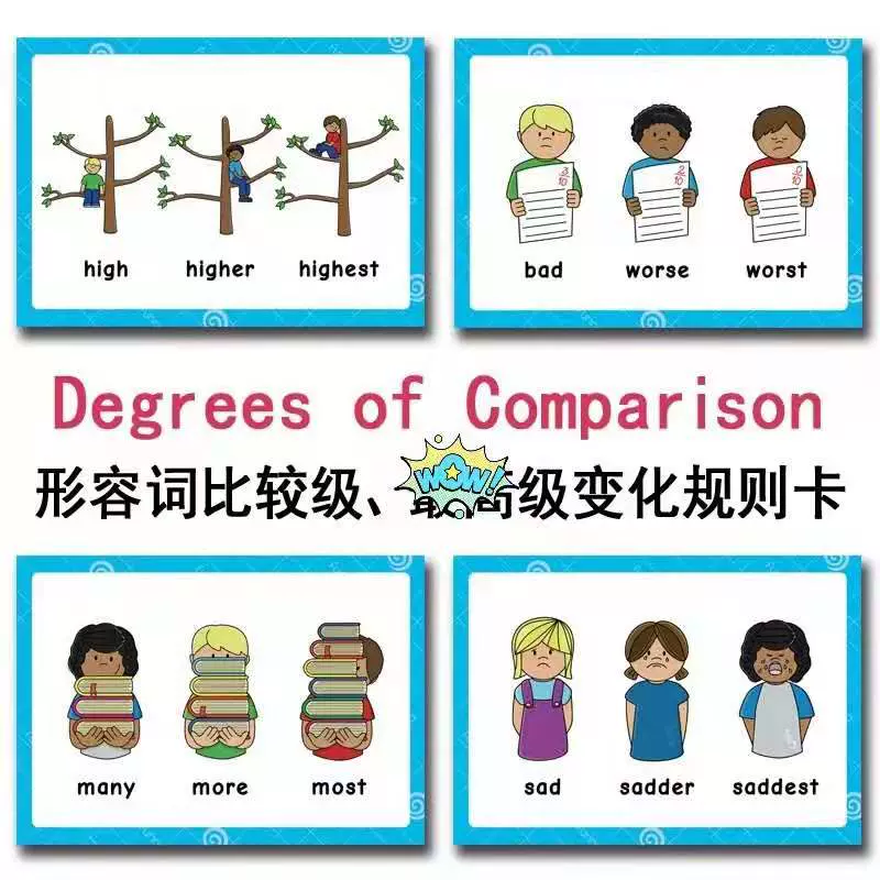 英语形容词原级比较级变化规则卡小达人点读英文启蒙