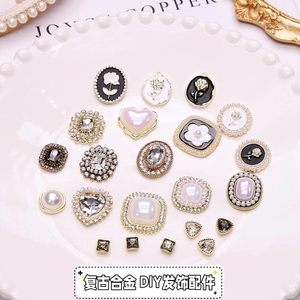 Korean version of the new retro small incense wind drill pearl alloy accessories handmade DIY bow hair decoration material
