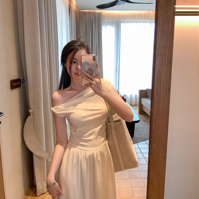 New Sexy Off-shoulder Long Skirt High-end Women's Slim Single-sleeved Dress Celebrate Evening Party Outfit Wholesale