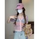 Small fragrance style short top for women's summer v-neck irregular rainbow striped ice silk sweater French waist short-sleeved T-shirt