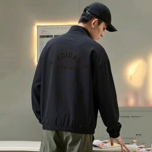 
Adidas men's and women's jackets Adidas summer new sportswear stand collar casual woven loose jacket JZ8408