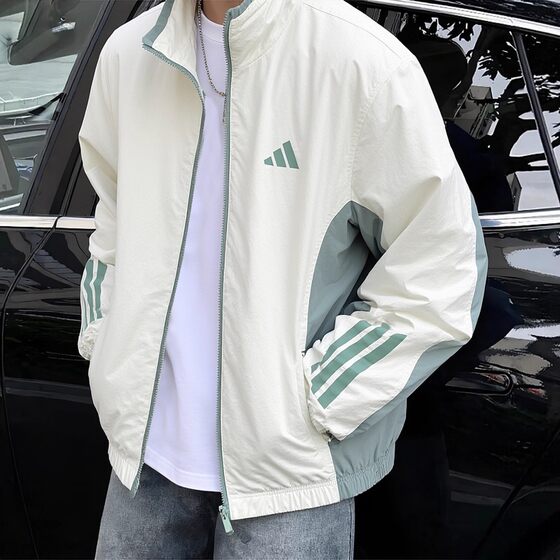 
Adidas windbreaker men's spring new stand-up collar jacket top loose basketball baseball uniform American jacket