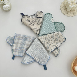 【Blue Jujube】Exported to Korea Floral Pure Cotton Gauze Baby Face Towel, Face Wipe, Square Towel, Handkerchief, Placemat