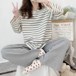 
New 100% pure cotton pajamas for women in spring and autumn long sleeves chest pads for summer can wear cotton home clothing set