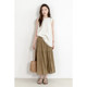 KNgs summer retro simple gentle style drooping solid color elastic waist splicing long skirt cake skirt women's skirt