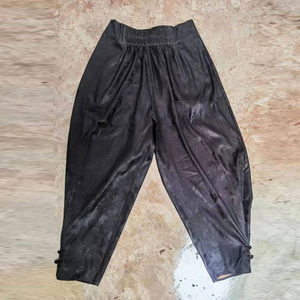 
Heni original design silk mulberry silk black jacquard satin fragrant cloud yarn trousers casual pants harem pants bloomers