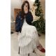 Korean style fashion heavy industry elastic waist lace ear skirt for women 2025 autumn and winter new sweet super fairy skirt
