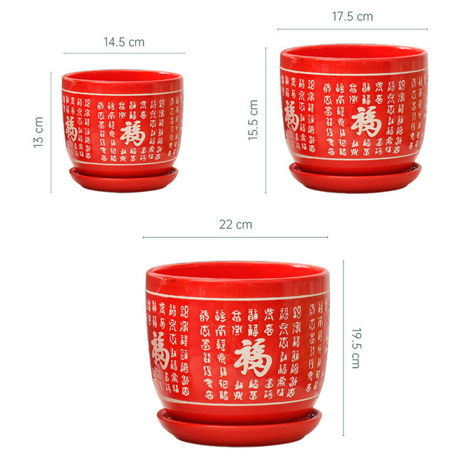 Chinese style Fuzi ceramic flower pot large three-piece set home gardening wholesale potted plant ornaments spot ceramic flower pot