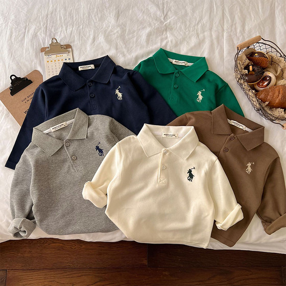 
Children's long-sleeved T-shirt boys' lapel polo shirt spring and autumn thin 2026 new casual style baby bottoming shirt