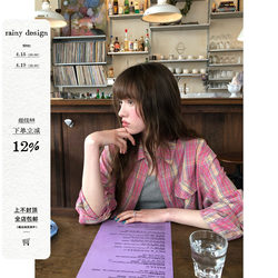 Rainy Korean-Style Artistic Atmosphere Classic Loose Plaid Shirt Spring and Summer Women's Versatile Plaid Shirt with a Turn-Down Collar Top