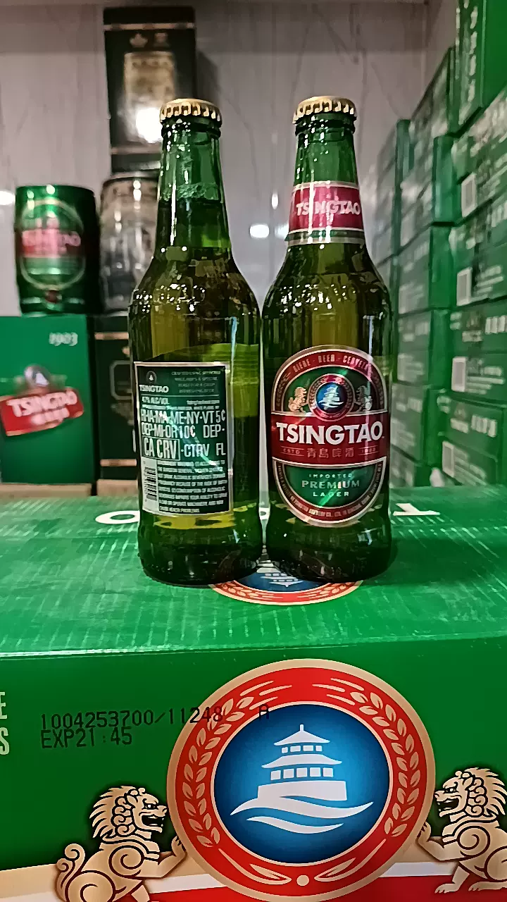 青岛啤酒出口双狮小美啤355ml24瓶高浓度登州路56号 一厂本地发货