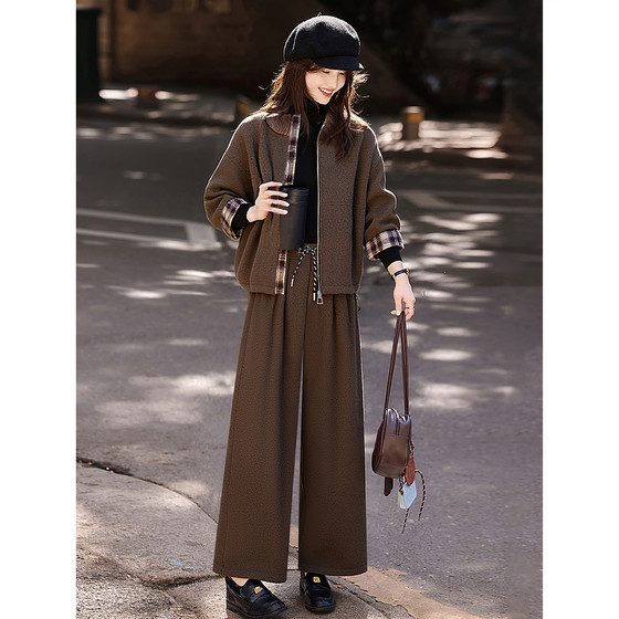 
Casual stand-up collar down jacket and trousers suit 2025 winter new women's two-piece set