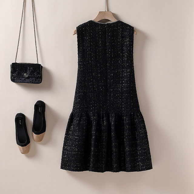 Xiaoxiang style wool vest skirt, thick tweed A-line slimming and age ...