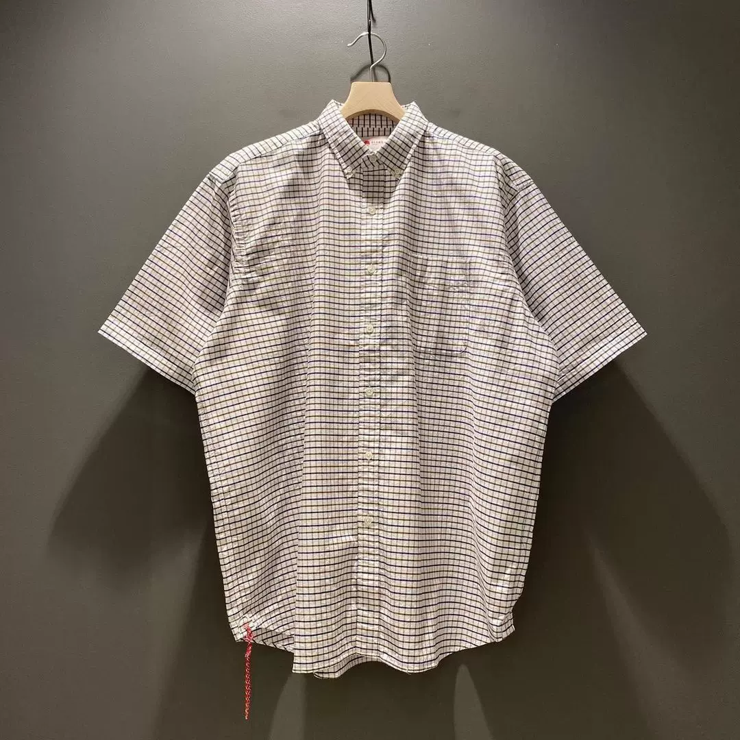 BEAMS JAPAN Loose Check B.D 日系红绳格子短袖男女衬衫休闲宽松-Taobao
