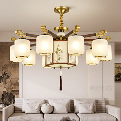 Song-Style Aesthetic Chandelier, New Model, New Chinese-Style Retro Chinese-Style Bedroom, Dining Room, Study, Copper and Solid Wood Villa Large Chandelier