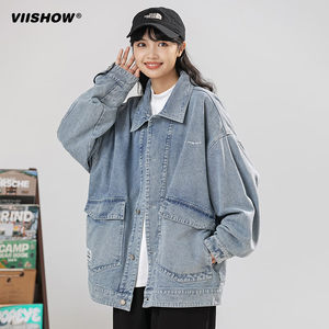 VIISHOW Men's Tide Tide 2024 Autumn New Vintage High Street Tide Moons Loose Couple denim jacket jacket
