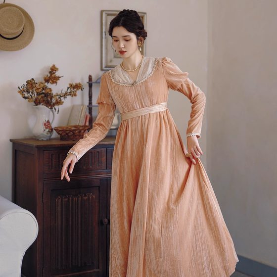 Shiguang Tailor Muse Retro Court Oil Painting High-end Elegant Temperament Velvet High-waisted Dizheng Dress
