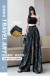 Ink butterfly printed acetate wide-leg pants for women's suit skirts and trousers spring and autumn floor pants ice silk national style extended trousers
