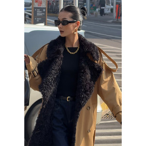 
CIZZLEMORE velvet thickened windbreaker Parkao women's mid-length Korean cotton jacket design coat