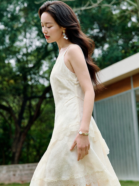 Quailty Lace Embroidered Sleeveless Dress