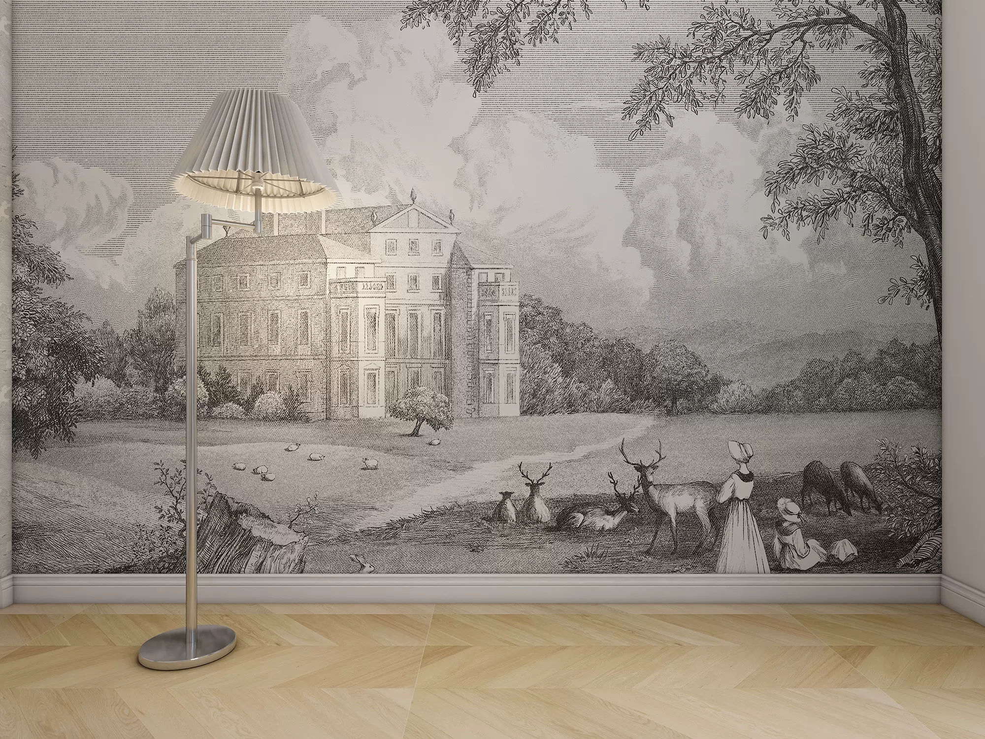 廊下生活原創復古手繪英倫歐式貴族田園coleson風電視背景牆壁紙