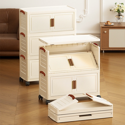 Installation-Free Clothes Storage Cabinet, Folding Multi-Layer Living Room Household Snack Toy Storage Cabinet