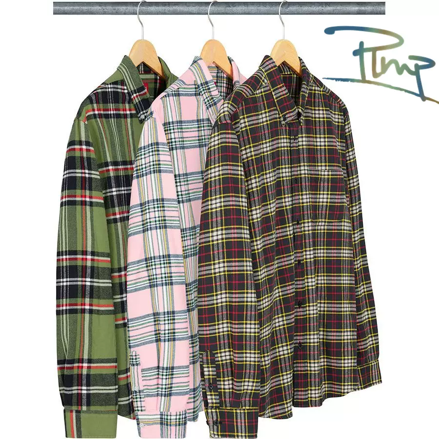 美代Supreme Tartan Flannel Shirt 法蘭絨格子長袖襯衫20FW-Taobao