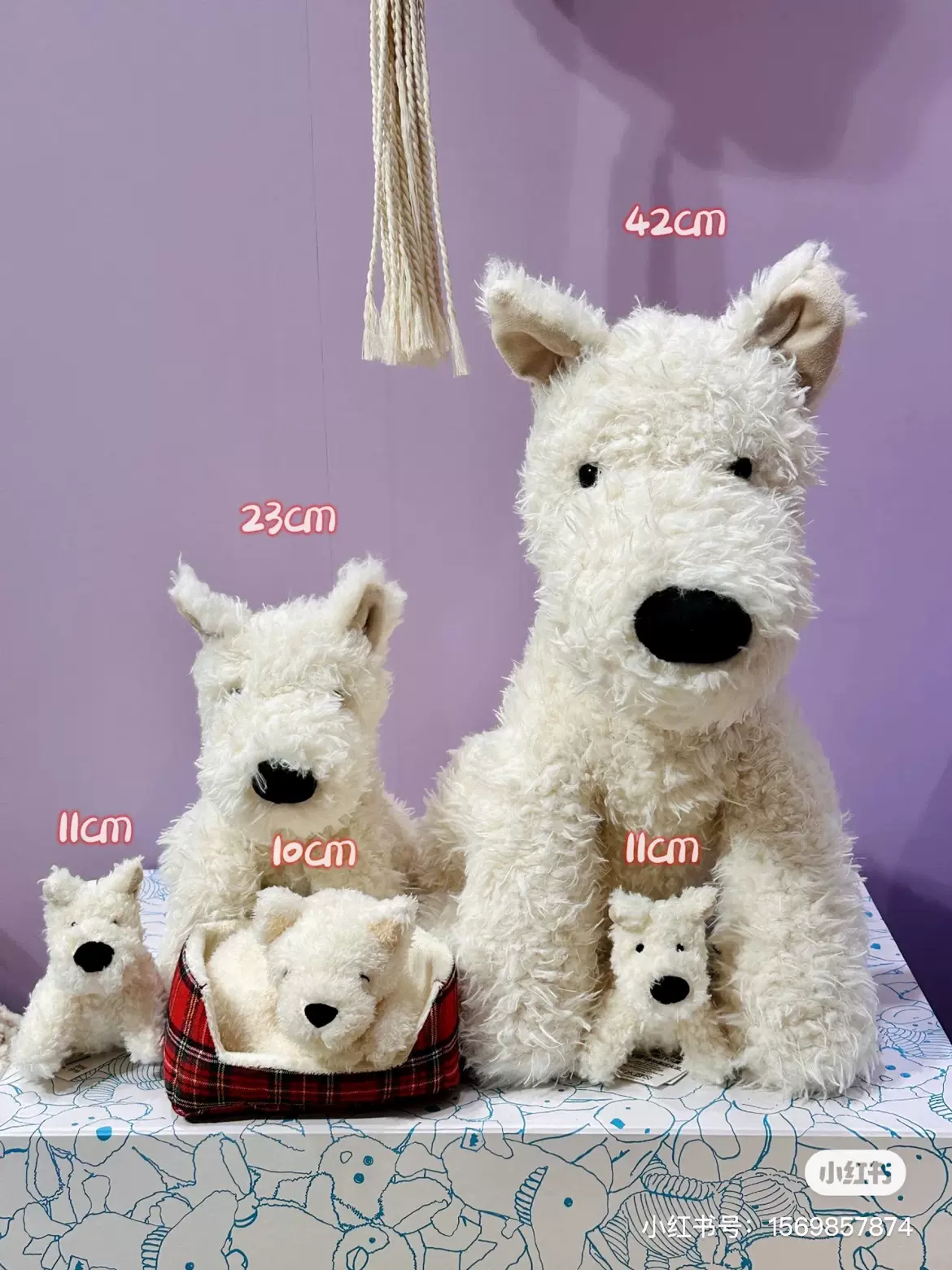 英国代购正品10.15 Jellycat 毛茸茸的西高地苏格兰小狗毛绒玩偶-Taobao