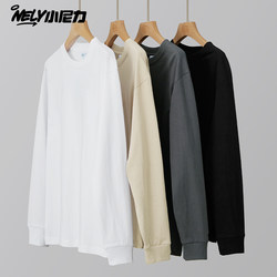 Xiaonili 260g Heavy Thick Autumn ins Long-Sleeved T-Shirt for Men 2025 New Pure Cotton Ribbed Cuff Top