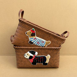 Xiaohongshu Popular Sausage Dog Storage Basket, American-Style Dirty Clothes Basket, Faux Rattan Desktop Storage Basket, Snack and Toy Basket