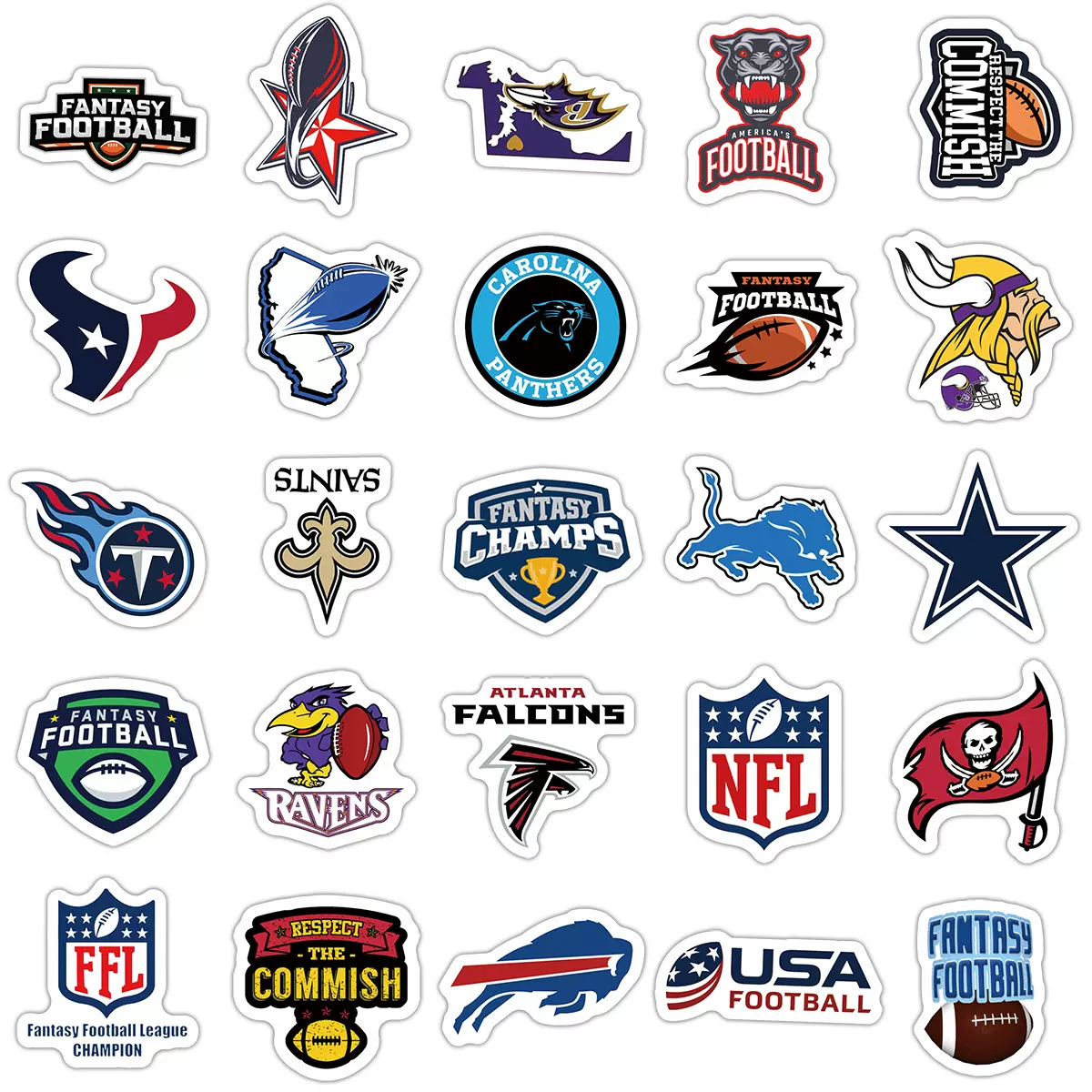 50张欧美橄榄球队标贴画笔记本电脑手机壳水杯旅行箱机车头盔贴纸