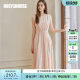 Luoyi elegant V-neck big sling dress 2025 summer new lady light pink pleated sleeveless skirt 10345