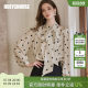 Rose French Polka Dot Streamer Neck Shirt for Women 2025 Spring New Temperament Puff Sleeve Satin Top 11742