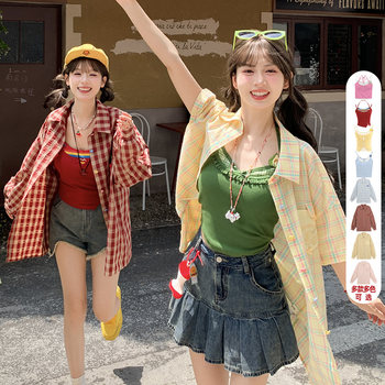 
Senwo Tribe Dopamine Early Autumn Long Sleeve Shirt Design Loose Two-Weared Shirt Women/Suspension Strap With Chest Pad