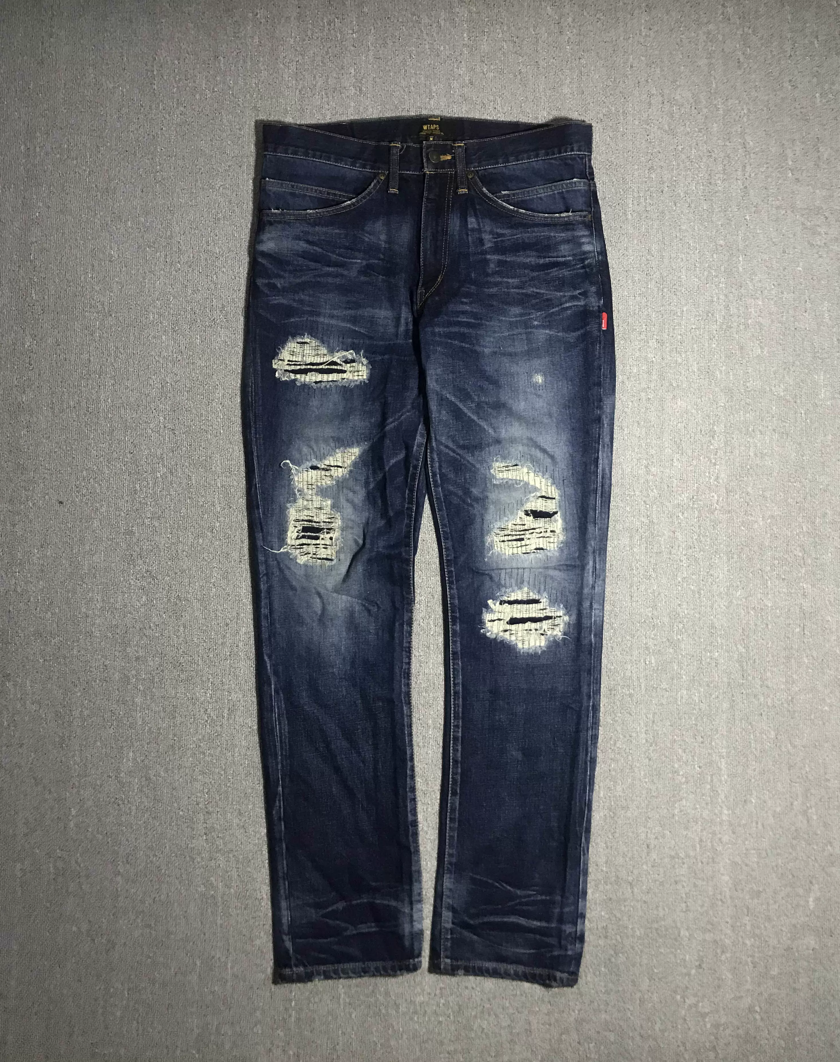 15AW WTAPS BLUES VS TROUSERS COTTON DENIM TRASH 破坏牛仔裤-Taobao