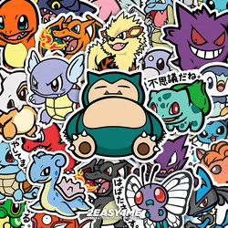 Anime Cute Two-Dimensional Cartoon Pokémon Game Mobile Phone Japanese Waterproof Decorative Personalized Stickers