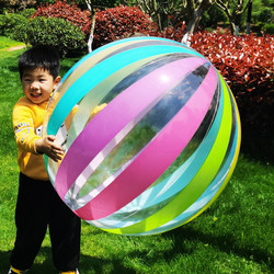 Translucent Striped Inflatable Beach Ball, Grass, Oversized Balloon, Kidsren's Water Toy, Adult Swimming Hand Ball