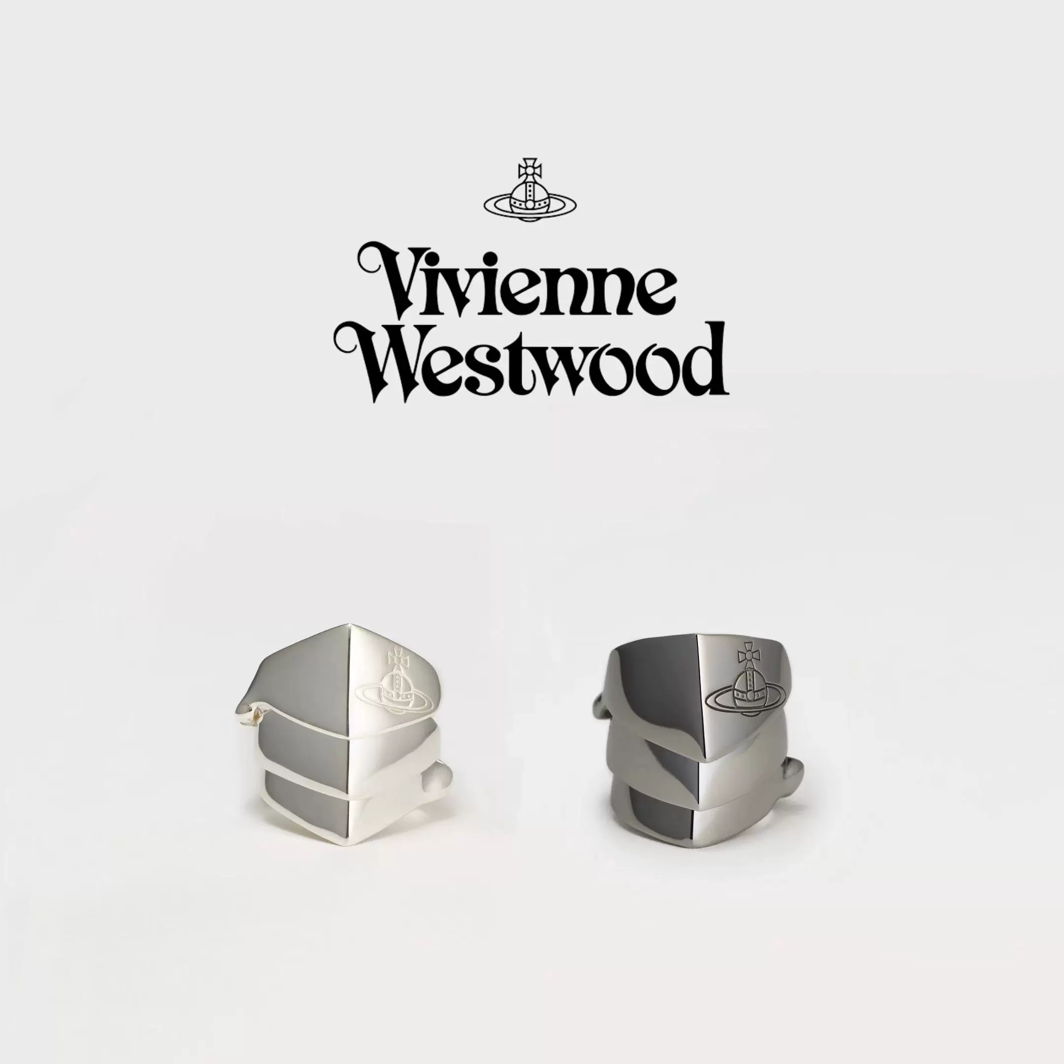 日本代购Vivienne Westwood西太后两种戴法纯银三联盔甲戒指2色-Taobao
