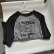 New early spring style retro gray spliced ​​trolley sleeve round neck long sleeve T-shirt niche design base top